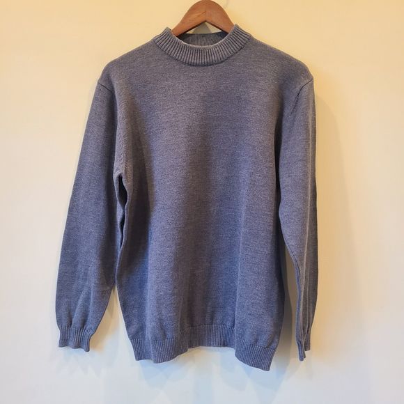 Lavane New York Mens Mock Neck Pullover Sweater Large Gray Classic Designer - Picture 1 of 9